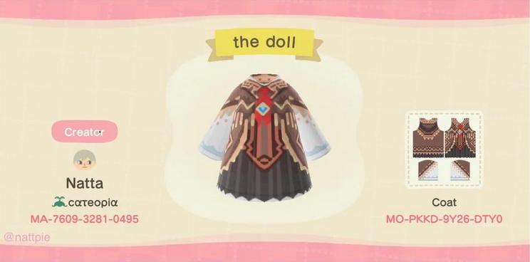 Animal Crossing Design Code: MO-PKKD-9Y26-DTY0 the doll