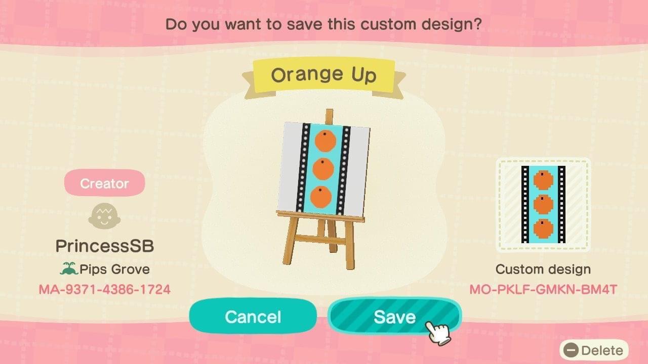 Animal Crossing Design Code: MO-PKLF-GMKN-BM4T Orange Path Up