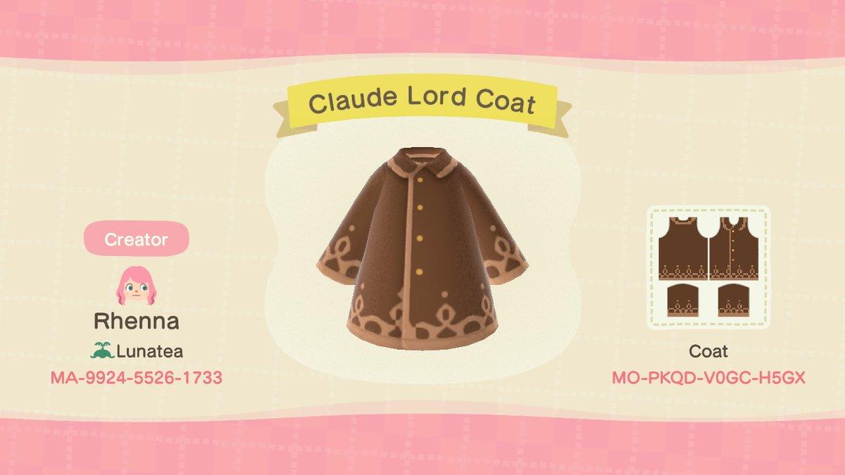 Animal Crossing Design Code: MO-PKQD-V0GC-H5GX Claude Lord Coat