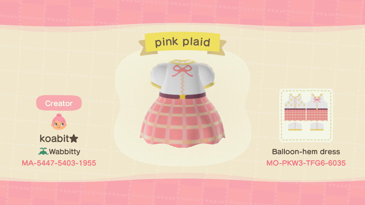 Animal Crossing Design Code: MO-PKW3-TFG6-6035 pink plaid