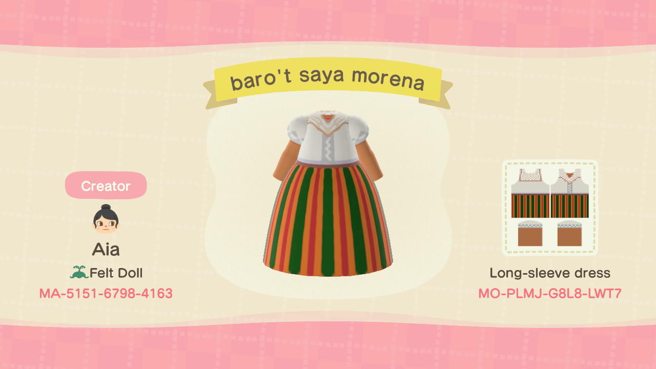 Animal Crossing Design Code: MO-PLMJ-G7L8-LWT7 Baro t Saya (ST5)