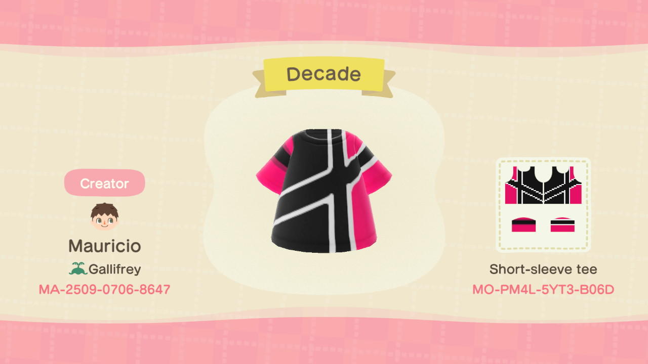 Animal Crossing Design Code: MO-PM4L-5YT3-B06D Decade