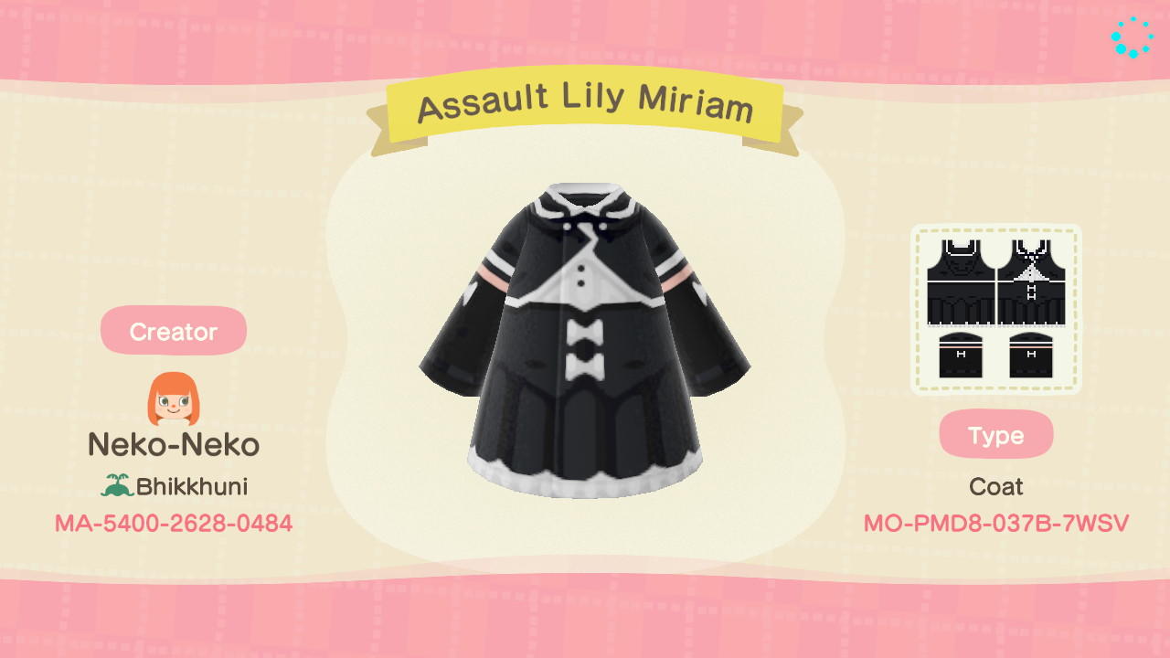 Animal Crossing Design Code: MO-PMD8-037B-7WSV Assault Lily Miriam