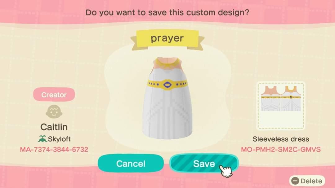 Animal Crossing Design Code: MO-PMH2-SM2C-GMVS Prayer