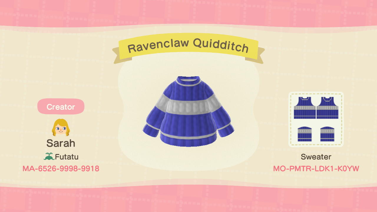 Animal Crossing Design Code: MO-PMTR-LDK1-K0YW Ravenclaw Quidditch