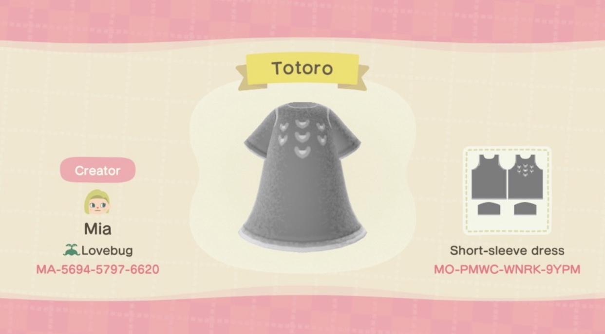 Animal Crossing Design Code: MO-PMWC-WNRK-9YPM Totoro