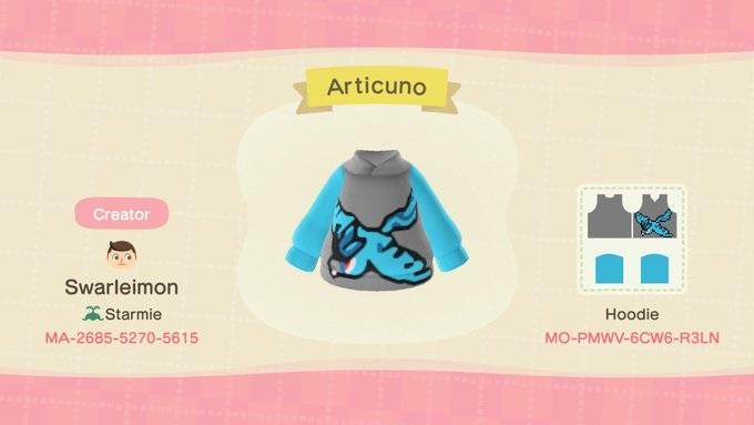 Animal Crossing Design Code: MO-PMWV-6CW6-R3LN Articuno