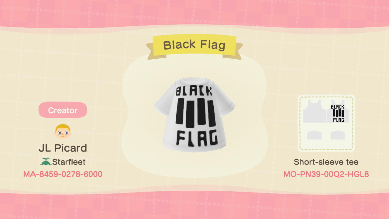 Animal Crossing Design Code: MO-PN39-00Q2-HGL8 Black Flag