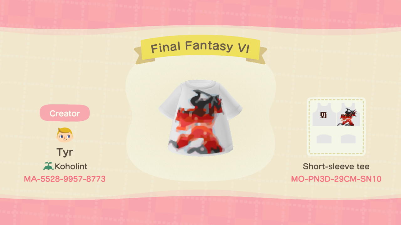 Animal Crossing Design Code: MO-PN3D-29CM-SN10 Final Fantasy VI