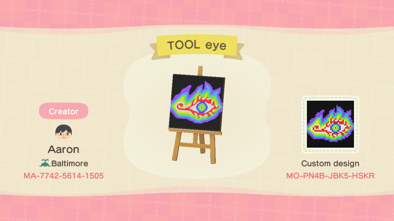 Animal Crossing Design Code: MO-PN4B-JBK5-HSKR TOOL eye