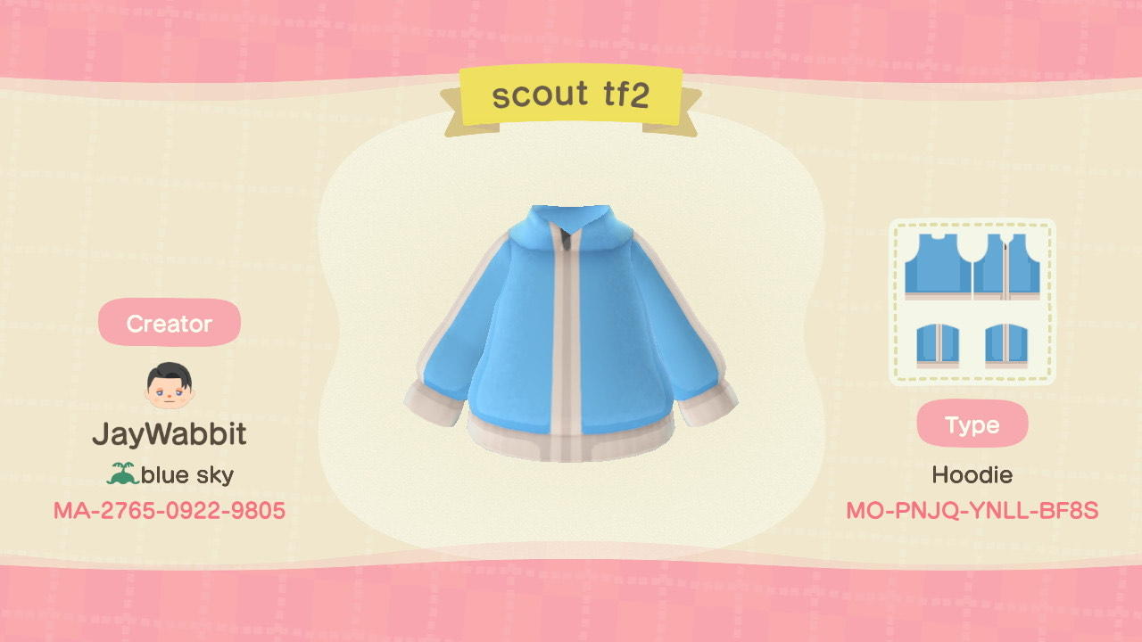 Animal Crossing Design Code: MO-PNJQ-YNLL-BF8S Tf2 Scout (blue