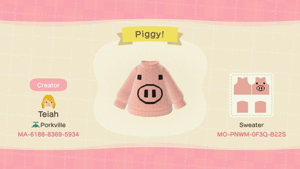 Animal Crossing Design Code: MO-PNWM-0F3Q-B22S Piggy!