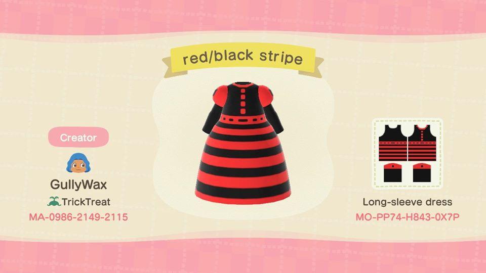 Animal Crossing Design Code: MO-PP74-H843-0X7P Red/Black Stripe