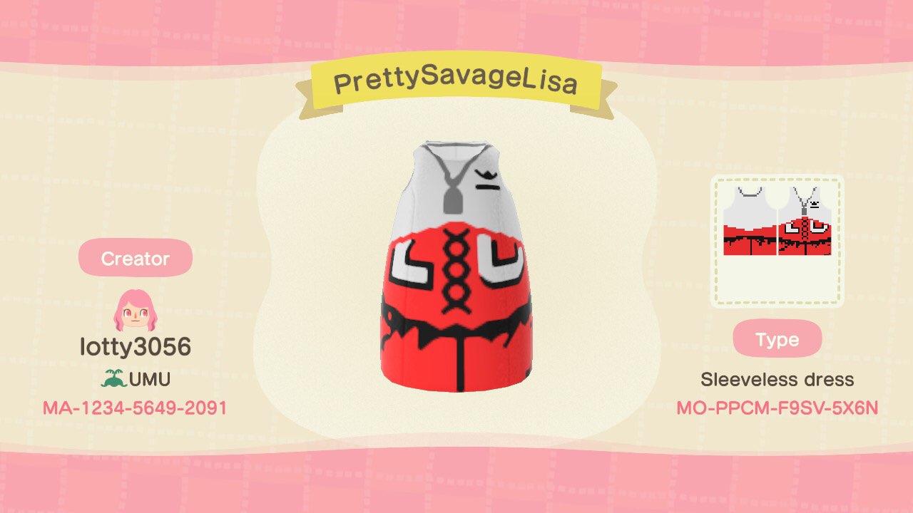 Animal Crossing Design Code: MO-PPCM-F9SV-5X6N Pretty Savage Lisa