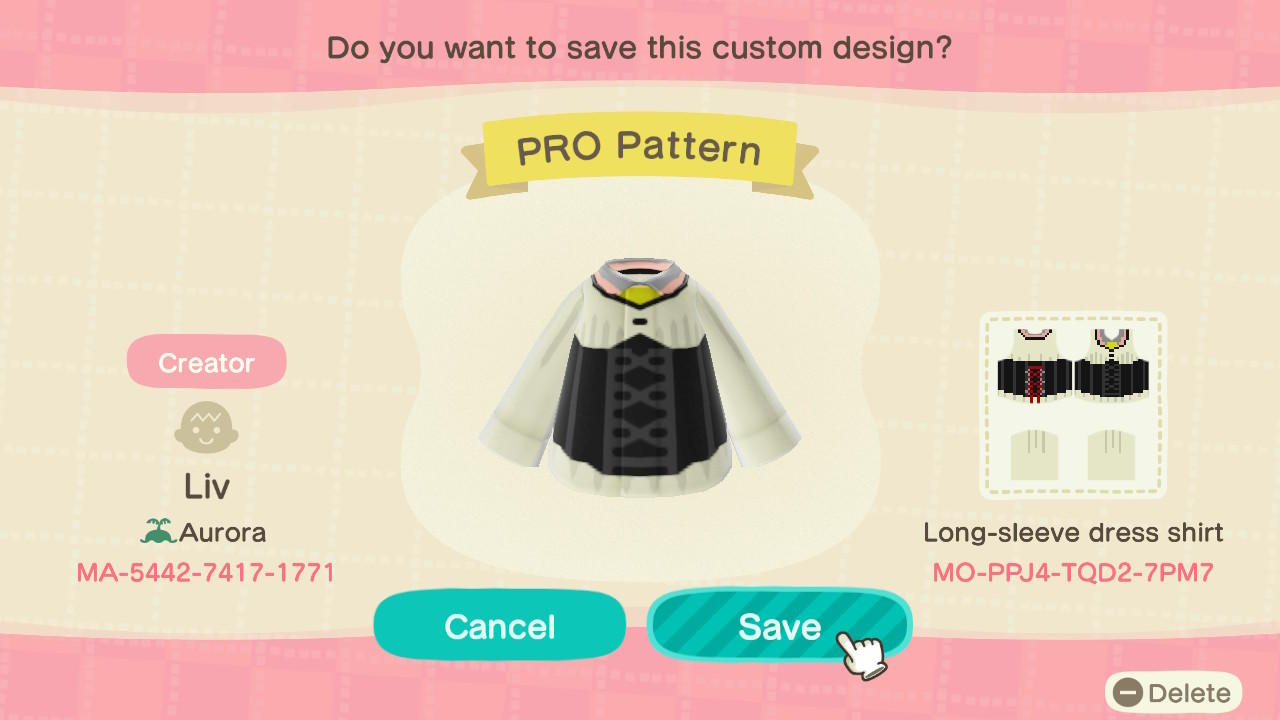 Animal Crossing Design Code: MO-PPJ4-TQD2-7PM7 PRO Pattern