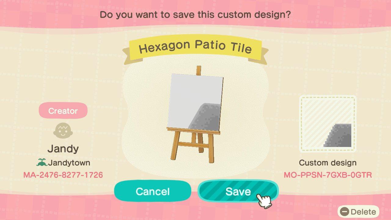 Animal Crossing Design Code: MO-PPSN-7GXB-0GTR Hexagon Patio Tile