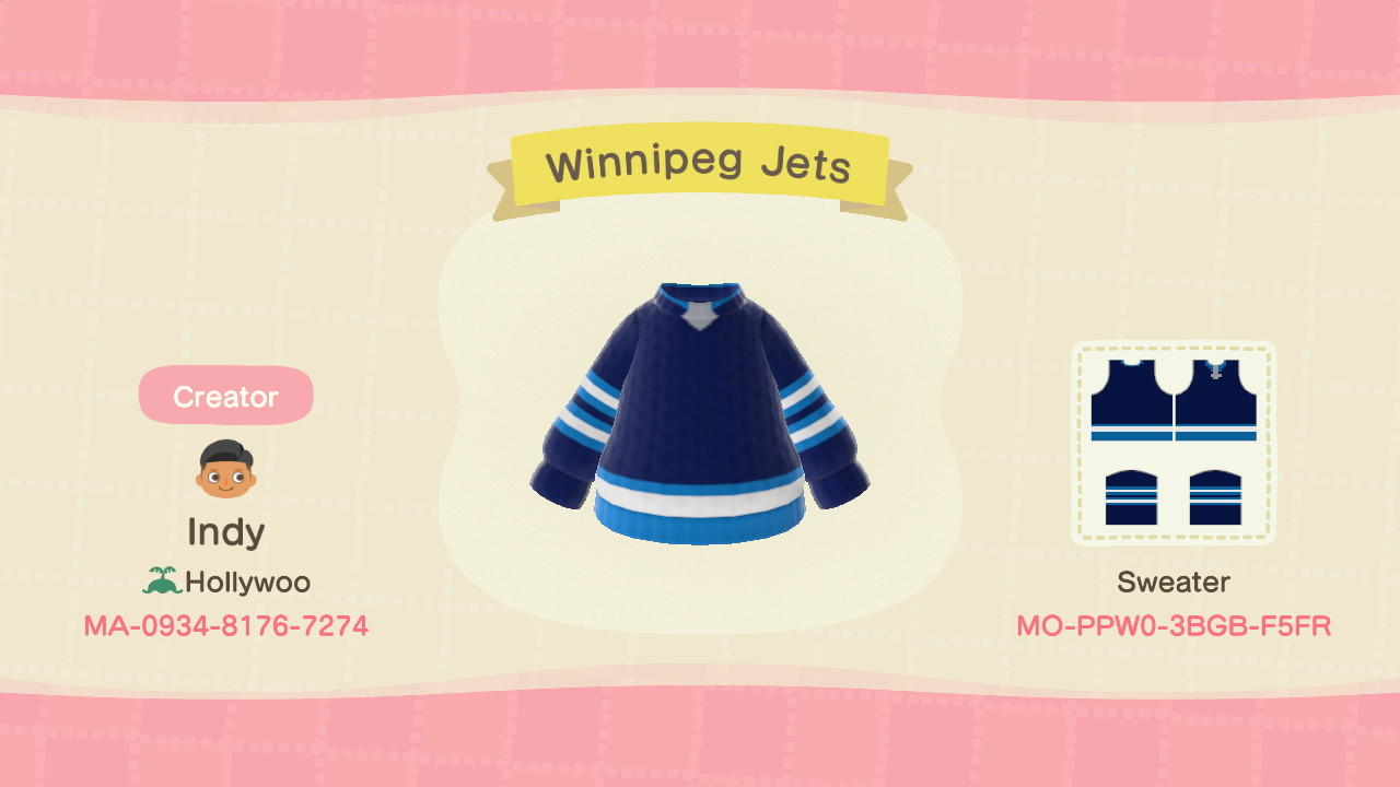 Animal Crossing Design Code: MO-PPW0-3BGB-F5FR Winnipeg Jets