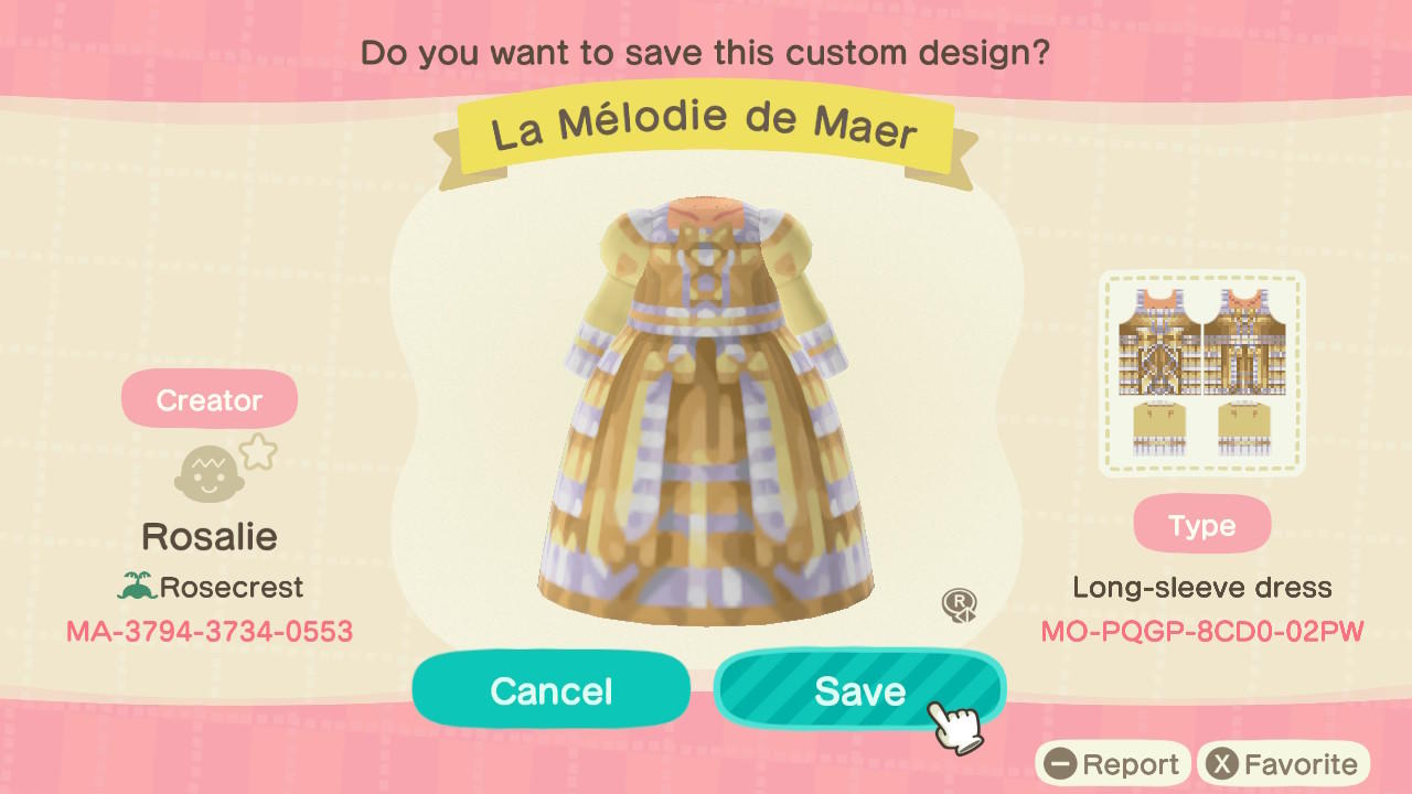 Animal Crossing Design Code: MO-PQGP-8CD0-02PW La Mélodie de Maer