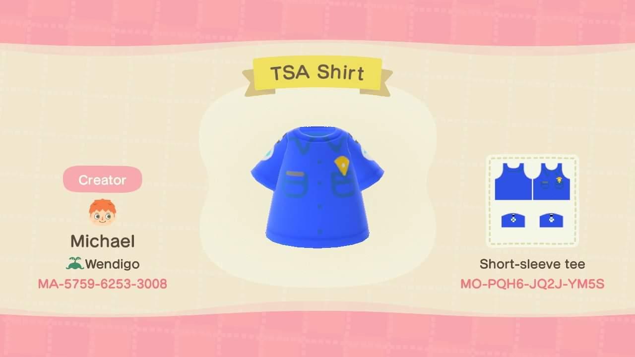 Animal Crossing Design Code: MO-PQH6-JQ2J-YM5S TSA Shirt