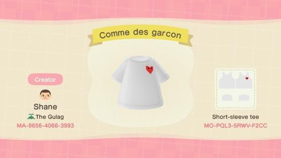 Animal Crossing Design Code: MO-PQL3-5RWV-F2CC Comme des garcon