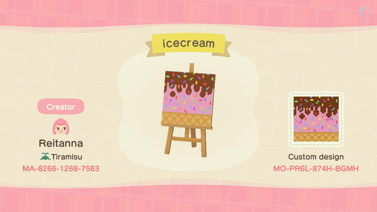 Animal Crossing Design Code: MO-PR6L-874H-BGMH ice cream