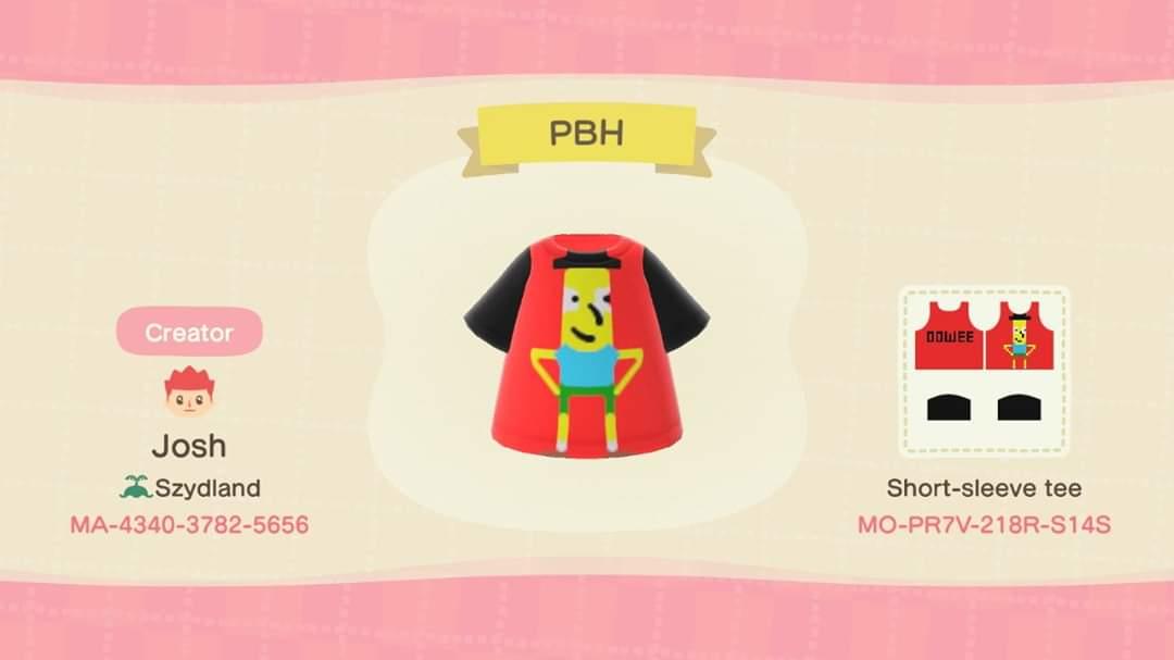 Animal Crossing Design Code: MO-PR7V-218R-S14S Mr. PBH Tee