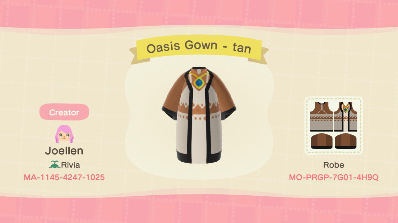 Animal Crossing Design Code: MO-PRGP-7G01-4H9Q Oasis Gown