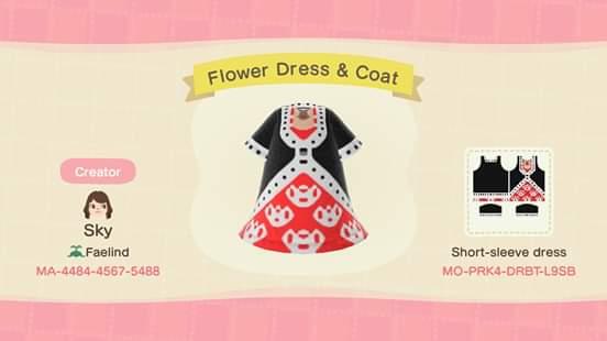 Animal Crossing Design Code: MO-PRK4-DRBT-L9SB Flower Dress & Coat