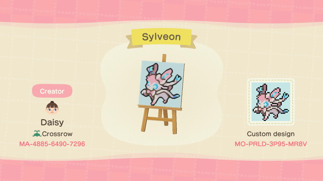 Animal Crossing Design Code: MO-PRLD-3P95-MR8V Sylveon