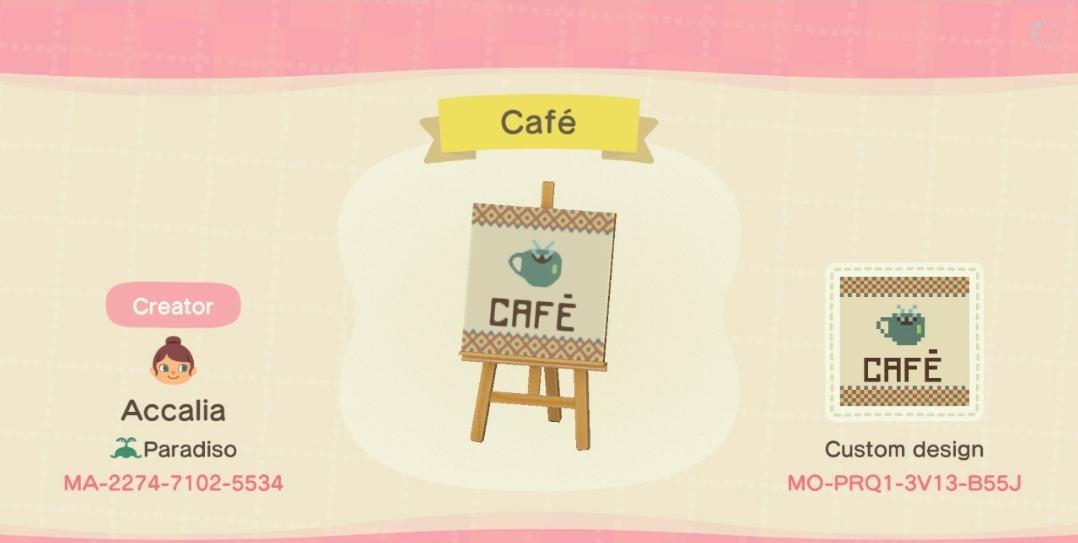 Animal Crossing Design Code: MO-PRQ1-3V13-B55J Café