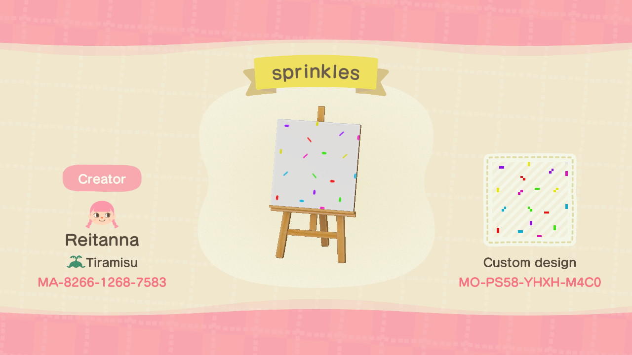 Animal Crossing Design Code: MO-PS58-YHXH-M4C0 sprinkles