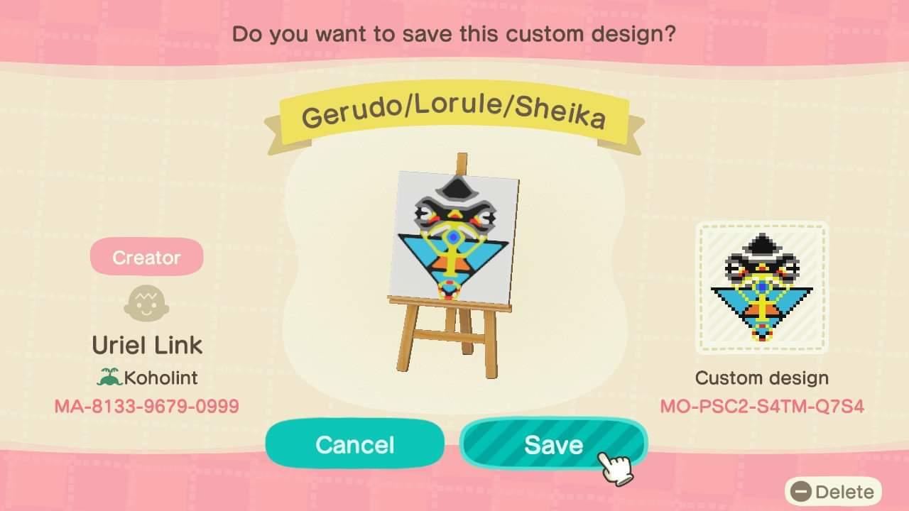 Animal Crossing Design Code: MO-PSC2-S4TM-Q7S4 Gerudo/Lorule/Sheika