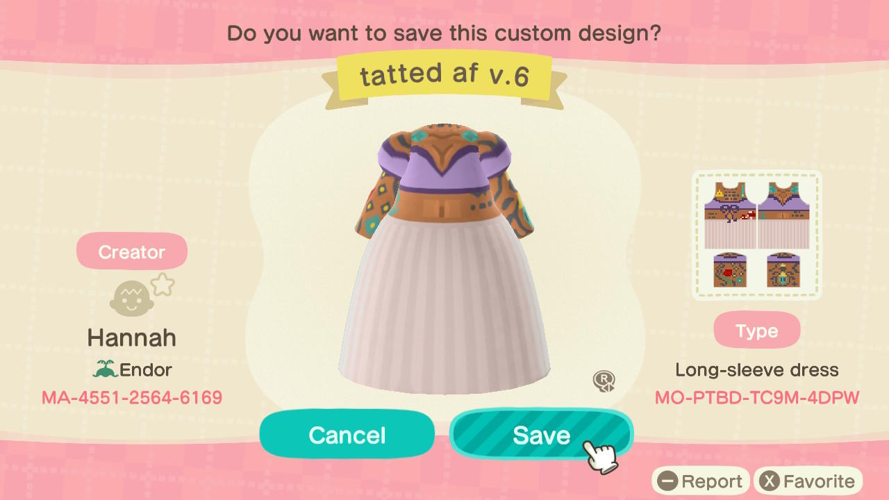 Animal Crossing Design Code: MO-PTBD-TC9M-4DPW Tatted AF V.6