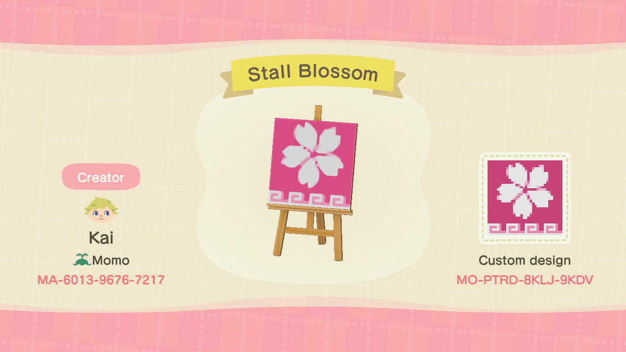 Animal Crossing Design Code: MO-PTRD-8KLJ-9KDV Stall Blossom