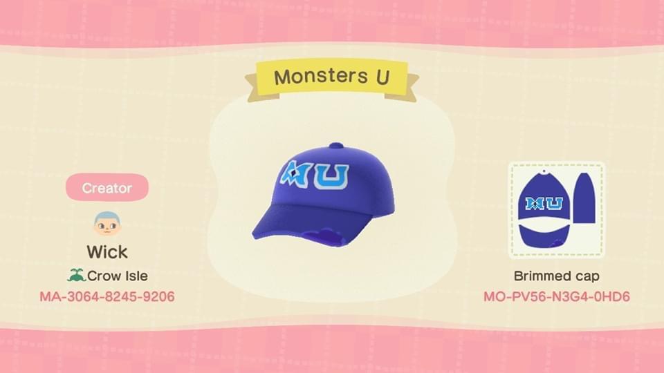 Animal Crossing Design Code: MO-PV57-N3G4-0HD6 Monsters U