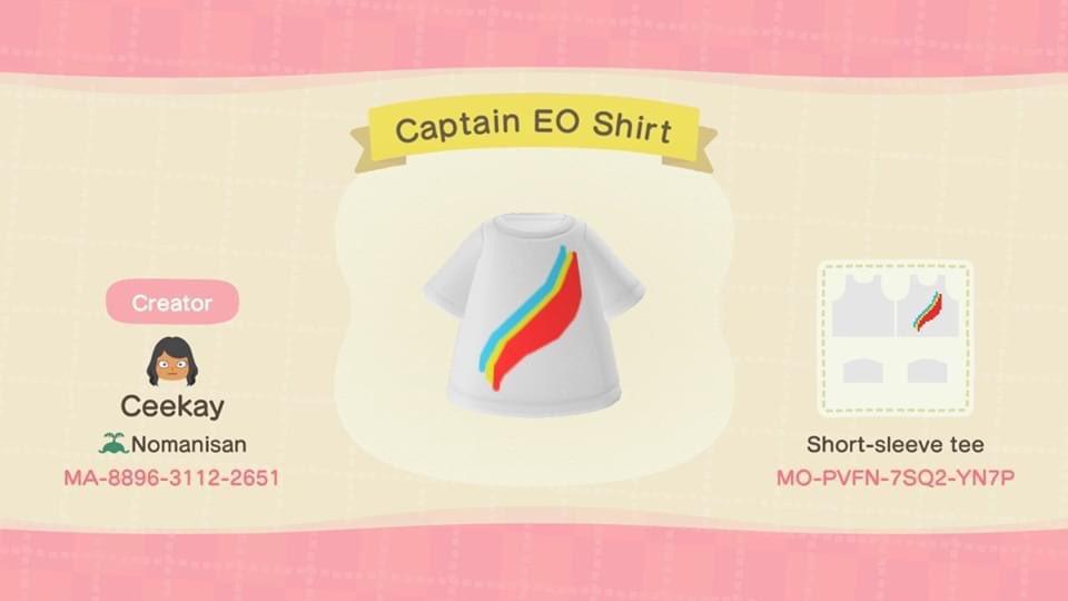 Animal Crossing Design Code: MO-PVFN-7SQ2-YN7P Captain EO Shirt