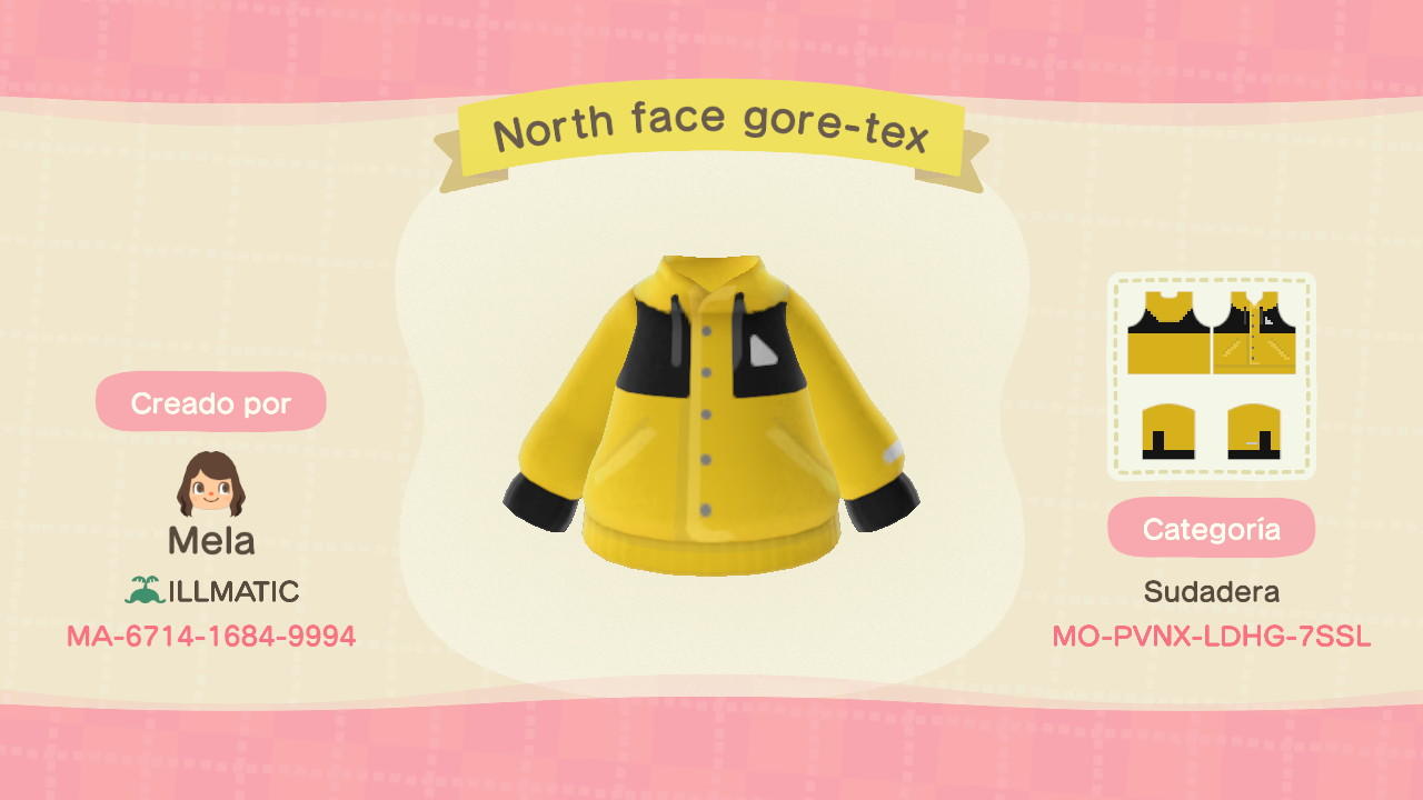 Animal Crossing Design Code: MO-PVNX-LDHG-7SSL North Face Gore-Tex