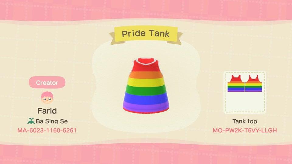 Animal Crossing Design Code: MO-PW2K-T6VY-LLGH Pride Tank Top