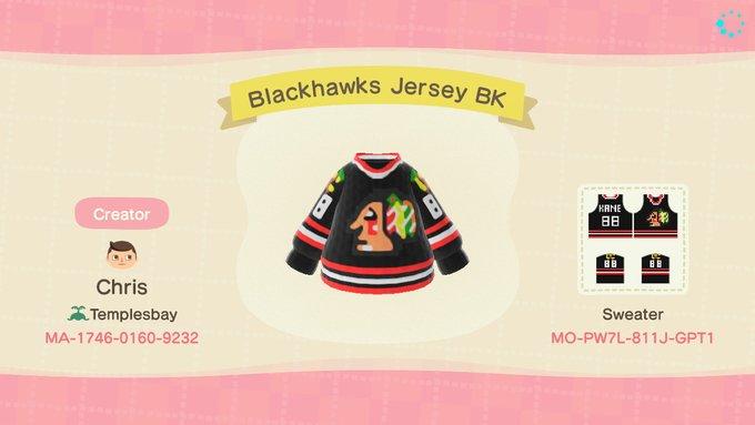 Animal Crossing Design Code: MO-PW7L-811J-GPT1 BlackHawks Jersey BK