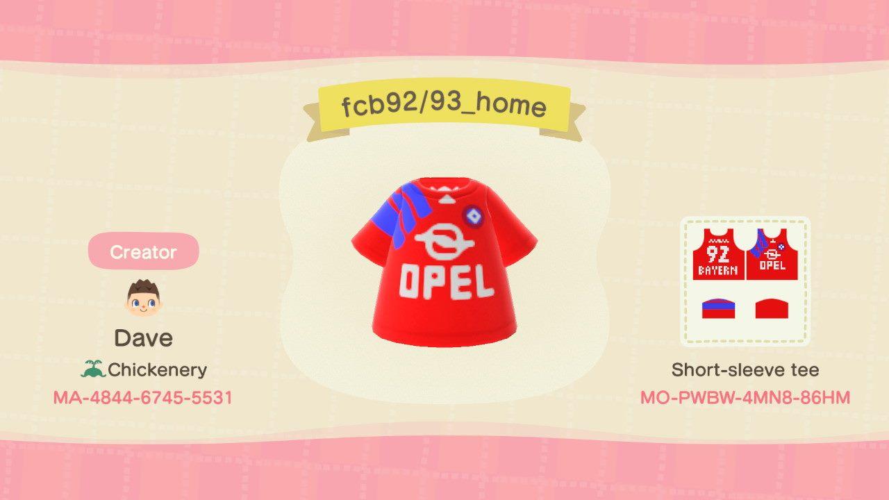 Animal Crossing Design Code: MO-PWBW-4MN8-86HM FC Bayern 92/93 Home