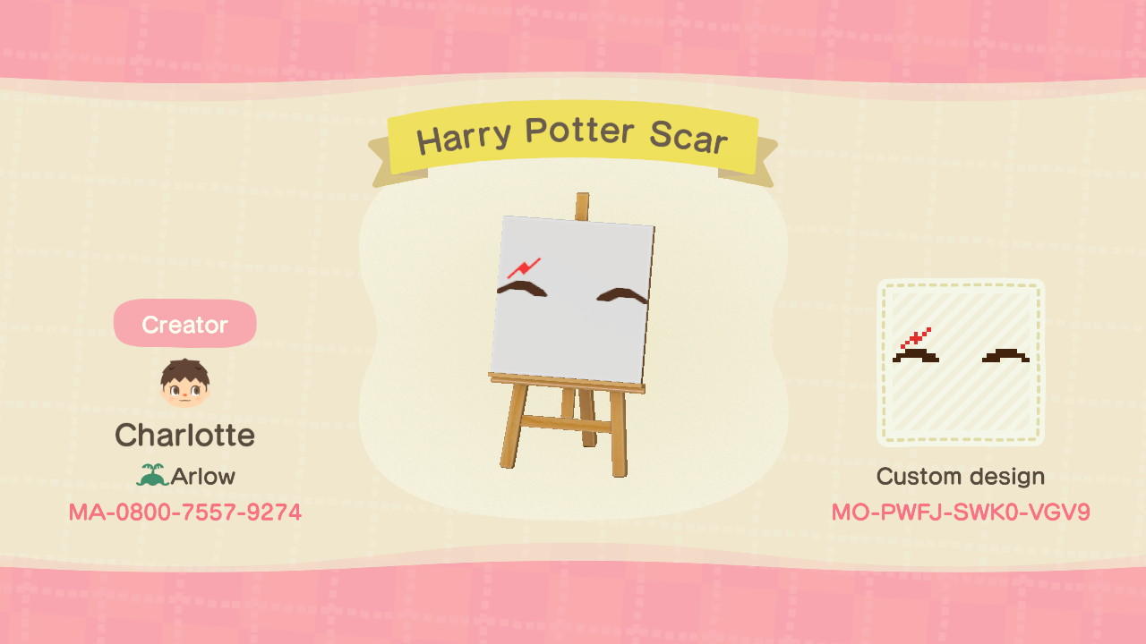 Animal Crossing Design Code: MO-PWFJ-SWK0-VGV9 Harry Potter Scar