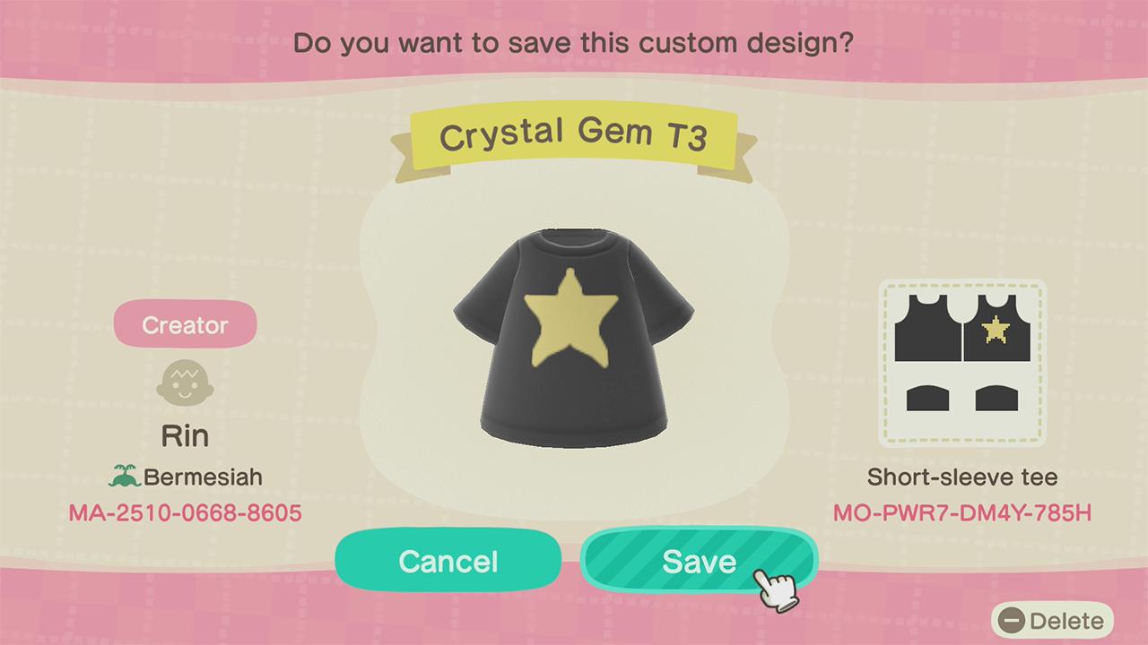 Animal Crossing Design Code: MO-PWR7-DM4Y-785H Steven Universe F