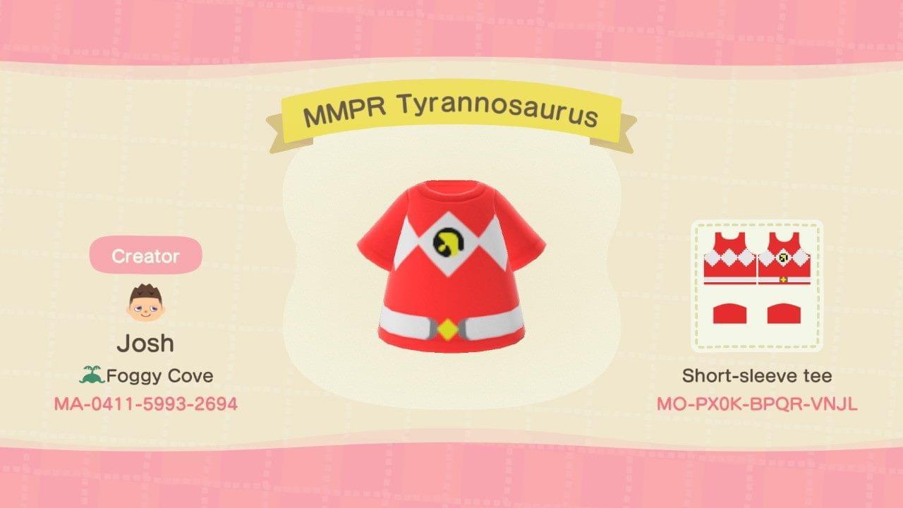 Animal Crossing Design Code: MO-PX0K-BPQR-VNJL MMPR Tyrannosaurus