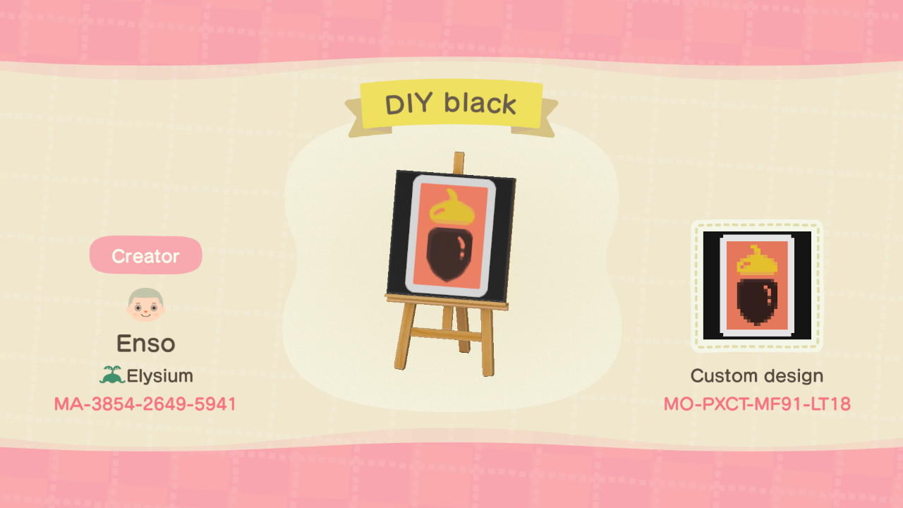 Animal Crossing Design Code: MO-PXCT-MF91-LT18 DIY black