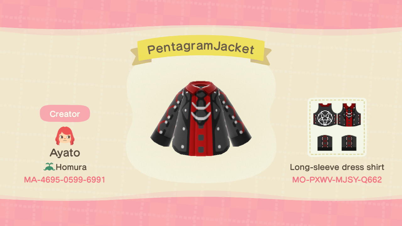 Animal Crossing Design Code: MO-PXWV-MJSY-Q662 Pentagram Jacket