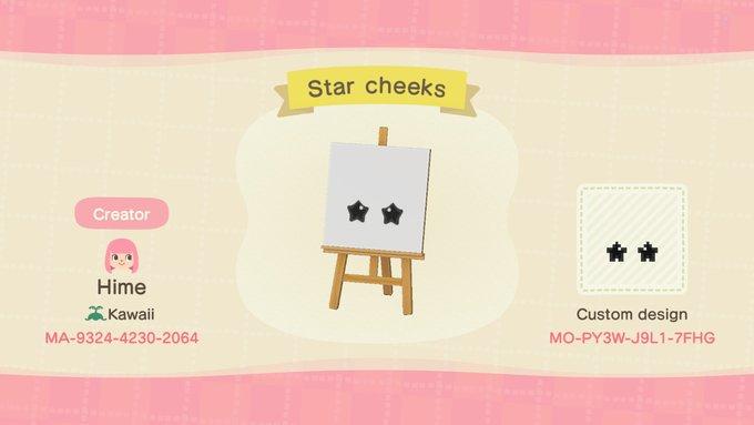 Animal Crossing Design Code: MO-PY3W-J9L1-7FHG Star cheeks