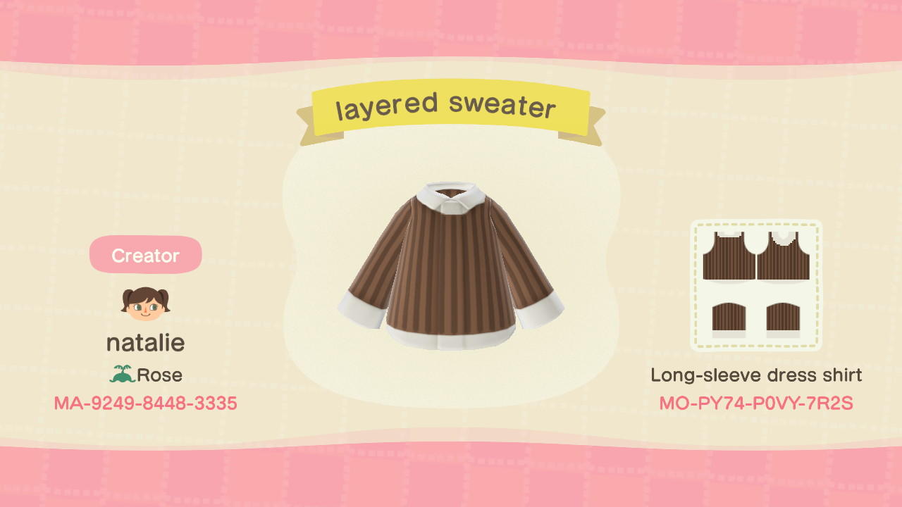 Animal Crossing Design Code: MO-PY74-P0VY-7R2S layered sweater