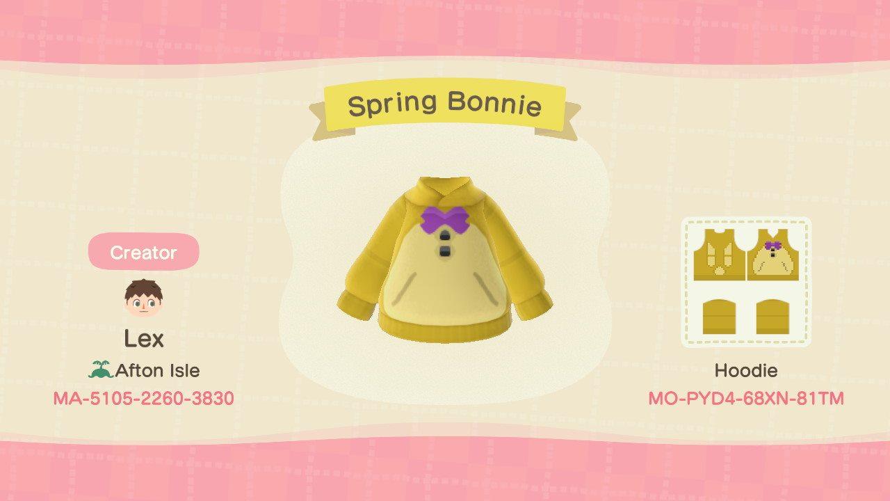 Animal Crossing Design Code: MO-PYD4-68XN-81TM Spring Bonnie
