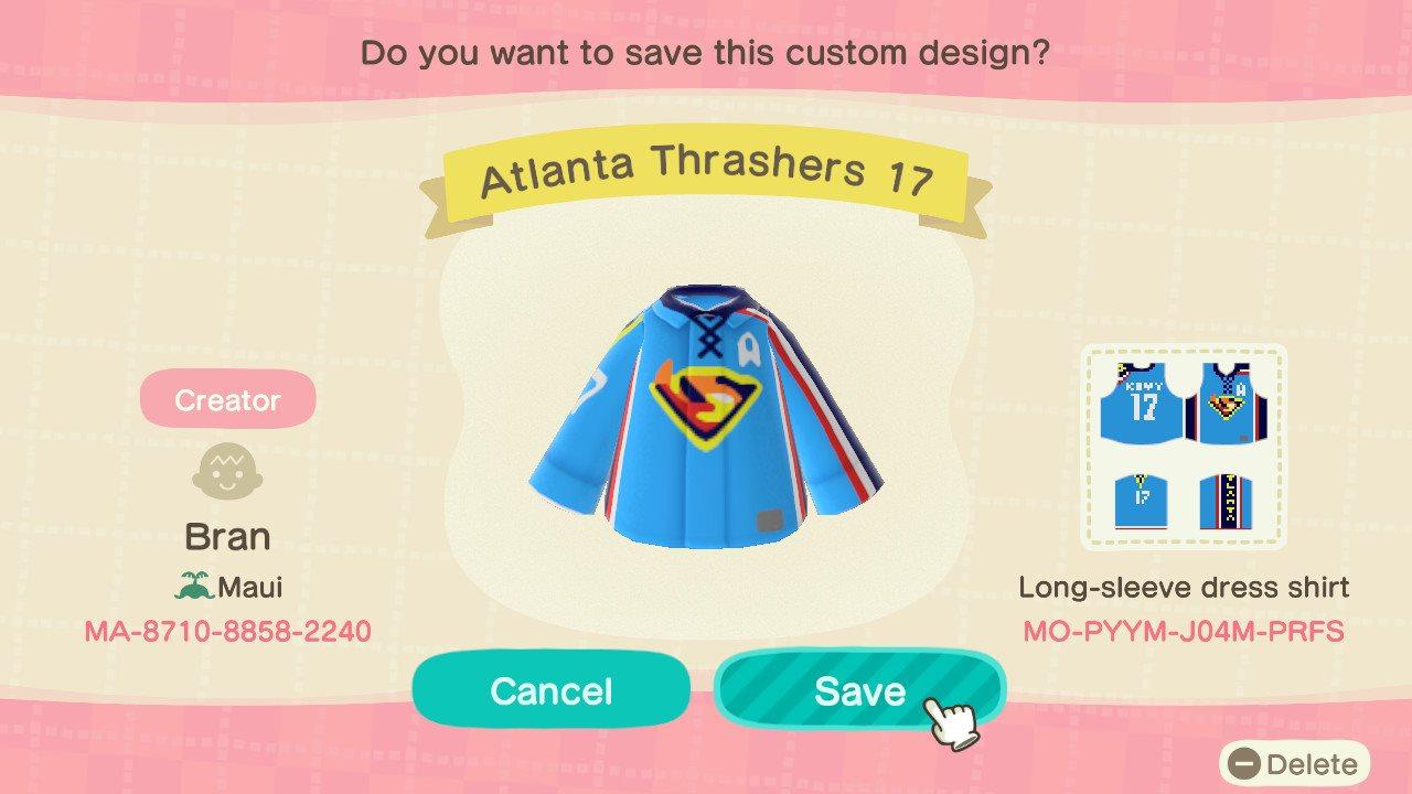 Animal Crossing Design Code: MO-PYYM-J04M-PRFS Atlanta Thrashers 17