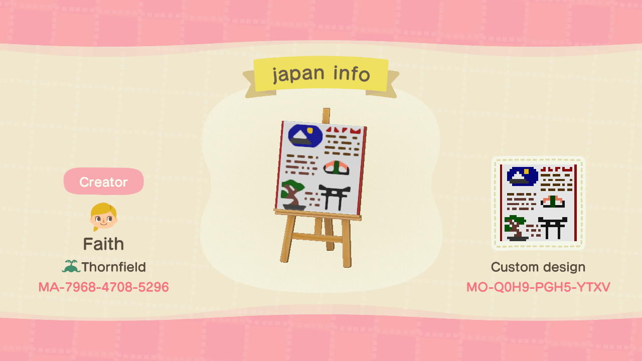 Animal Crossing Design Code: MO-Q0H9-PGH5-YTXV Japan Museum Info
